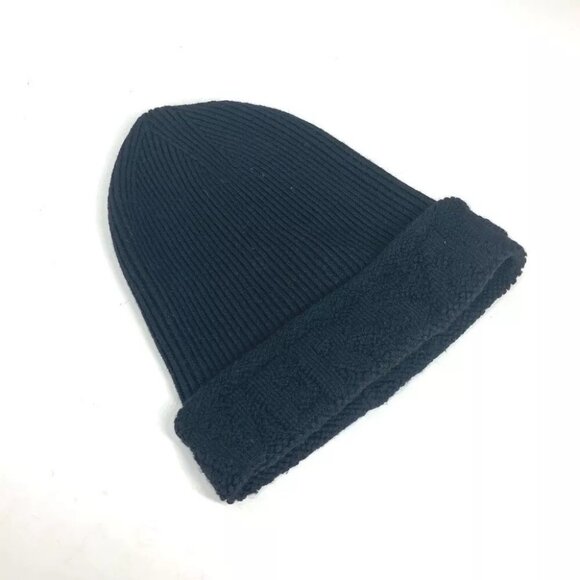 Auth VERSACE logo beanie hat knit hat knit cap Knit hat wool Black - Picture 10 of 11